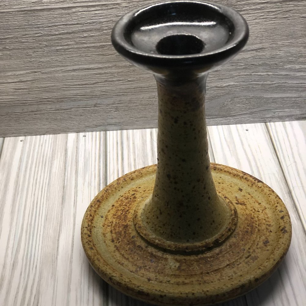 Vintage Sandstone Coated Pottery Candlestick